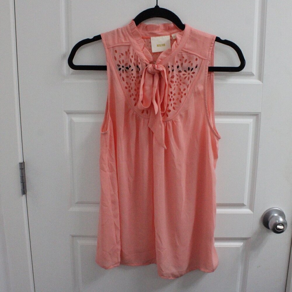 3/$30 Maeve Anthropologie Luca Laser Cut Pink Sleveless‎ Top Size 6
